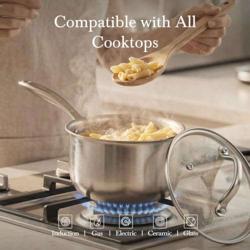 Tri Ply Stainless Steel Pot 1.5Qt & 2.5Qt with Lids