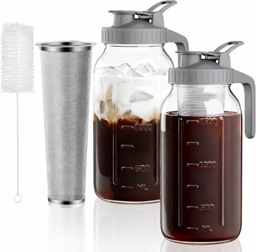64 oz Cold Brew Coffee Maker (64 oz-Grey-2 Pack)
