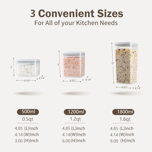 Pop Airtight Food Storage Containers Set with Lids (gray, 6 Pcs)
