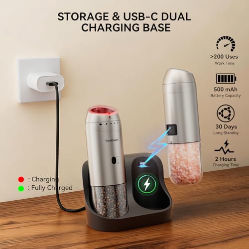 Electric Salt and Pepper Grinder Set (Silver)