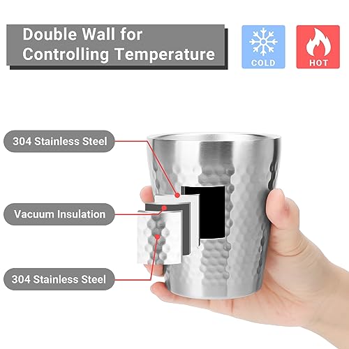 Stainless Steel Cups Double Wall (diamond-patterned / 10oz,4pcs)