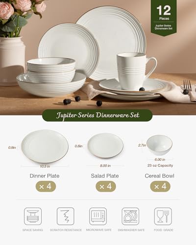Jupiter Plates and Bowls Sets with Rim (12 Count)