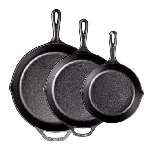 Pre Seasoned Cast Iron Skillet Set (Skillet / 8-inch, 10.25-inch, 12-inch)