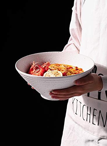 Ceramic Japanese Ramen Bowl Set (9 Inch / White)