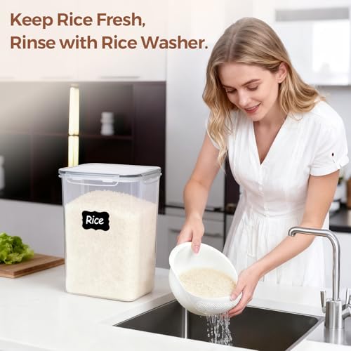 Airtight Rice Storage Container with Lid 10Qt 2Pack (10Qt-Rectangle)