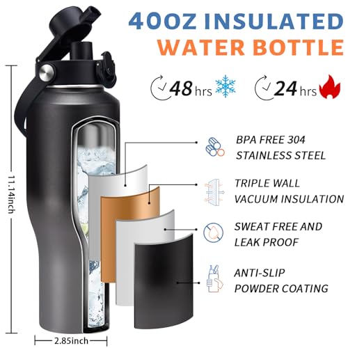 40oz Insulated Water Bottle with Carrier Bag (Shadow / 40 Ounces)