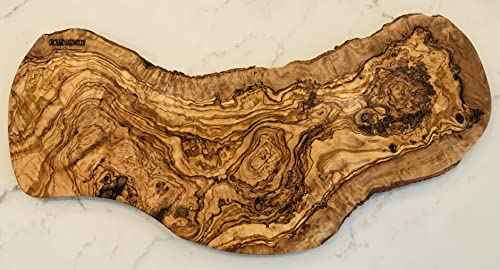 26" Rustic Handmade Olive Wood Bark Edge Charcuterie Board by Orchard Hardwoods