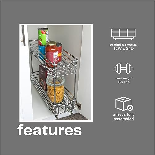 Glidez 2‑Tier Multipurpose Chrome‑Plated Steel Pull‑Out (2-Tier / 7" - Extended)