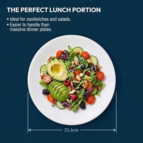 Vitrelle 6 Piece Salad Plates Set Triple Layer Glass and Chip Resistant (6PC 8.5" Salad Plates)