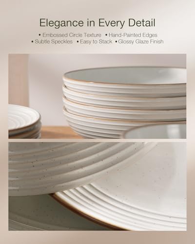 Jupiter Plates and Bowls Sets with Rim (12 Count)