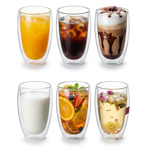 17 oz Double Wall Glass Coffee Mugs (17 ounces 48 count)