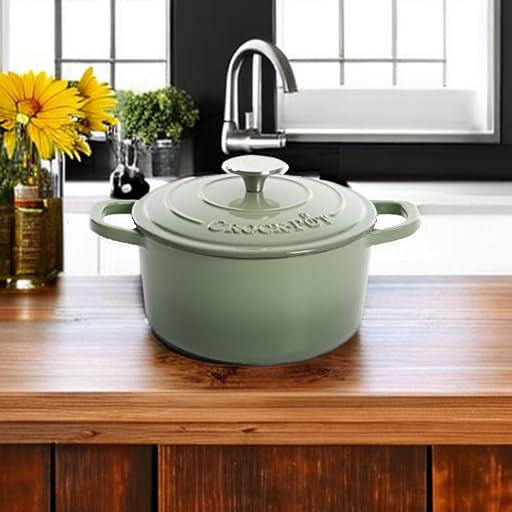 Crock Pot Artisan 5 Quart Enameled Cast Iron Round Dutch Oven