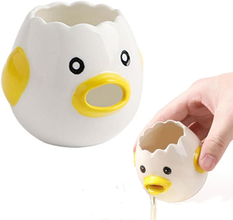 Ceramic Cute Egg Separator, Mini Egg White and Yolk Separator, Practical Kitchen Small Egg Filter Splitter, Kitchen Gadget Baking Assistant Tool, Dishwasher Safe (Yellow)
