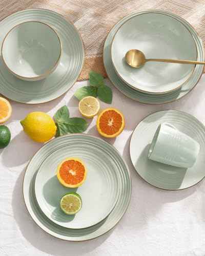 Jupiter Plates and Bowls Sets with Rim (12 Count)