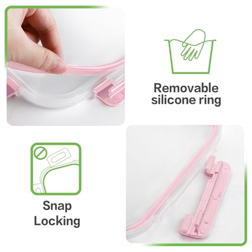 10 Pack Borosilicate Glass Meal Prep Containers with Locking Lids (Pink / 10 Pack)