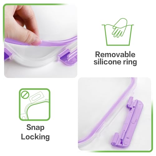 24pc Glass Food Storage Containers with Lids (Purple / 12 Pack)