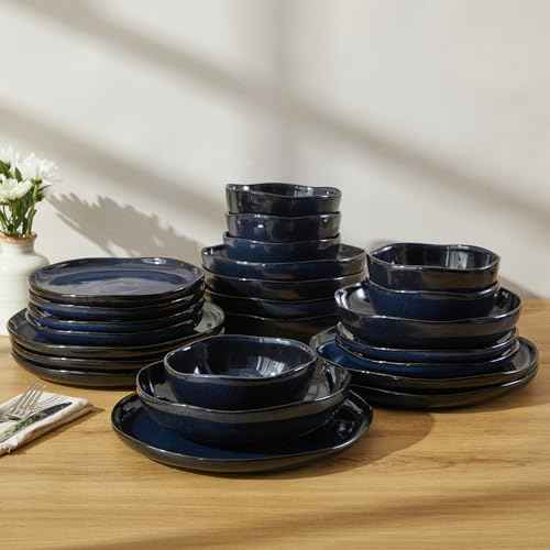 24 Pieces Dinnerware Set for 6 with Pasta Bowls