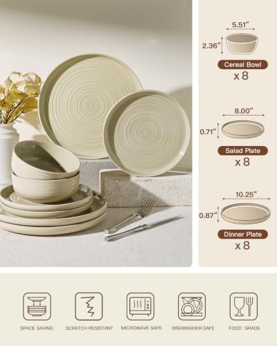 Stoneware Dinnerware Set for 8 (White Honey)