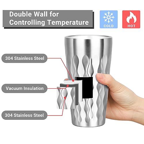Stainless Steel Drinking Glasses (fire diamond-patterned / 19oz,12pcs)