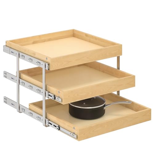 3 Tier Pull Out Cabinet Organizer with Soft Close (23''W x22''D / 3 Tiers)