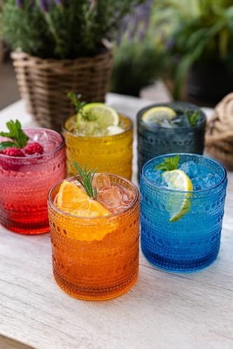 Plastic Hobnail Drinking Glasses Set of 6 Neutral Tones Cups 10oz