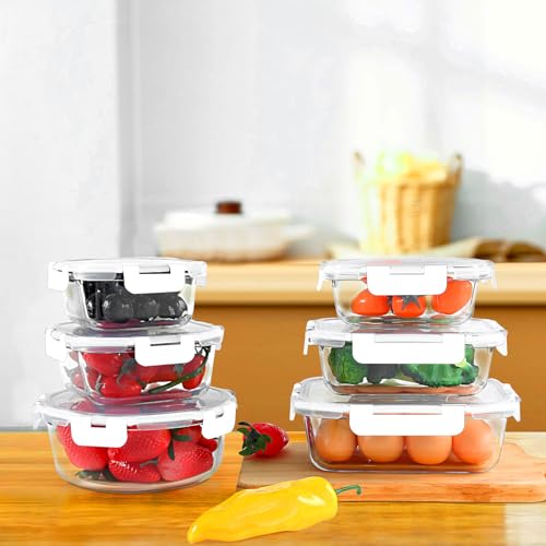 30 Pieces Glass Food Storage Containers Set (White / 15 Pack)