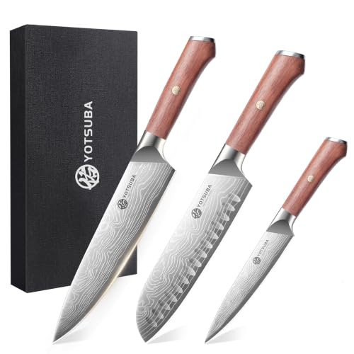 3 PCS Japanese Kitchen Knife Set with Full Tang Rosewood Handle (3 Count)