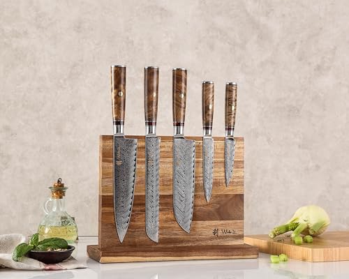 5 Piece Damascus Kitchen Knife Set with Magnetic Block (5 Count)