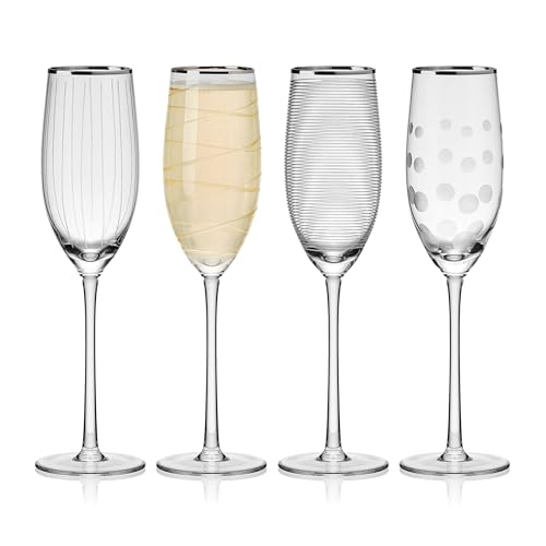 Cheers Set of 4 Platinum Rim Champagne Flutes
