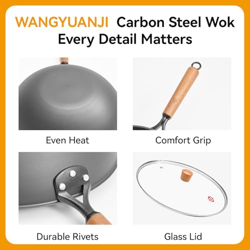 Carbon Steel Wok Pan (12.6 Inch Flat Bottom)