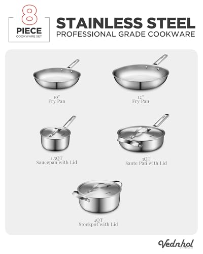 Stainless Steel Cookware Set (8 Count)
