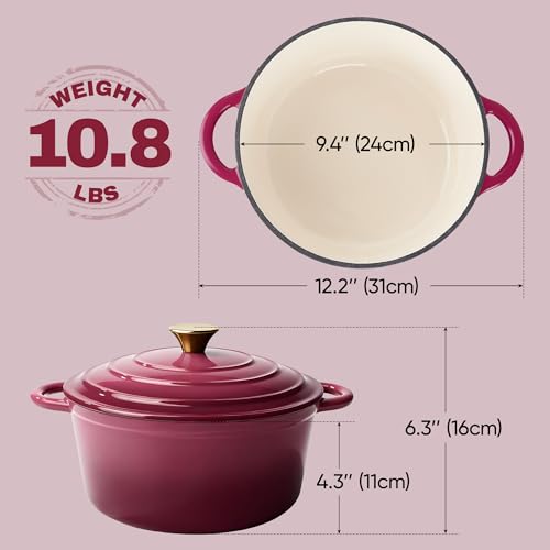 4.5 Quart Dutch Oven Pot with Lid (4.5 QT / Rose)