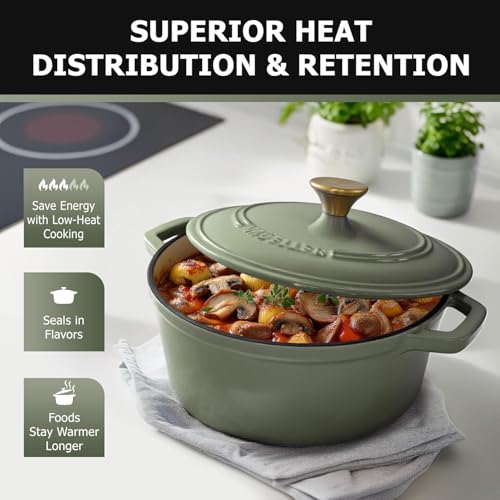 7.5 Quart Enameled Cast Iron Dutch Oven For Sourdough Bread Baking