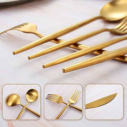 Matte Gold Silverware Set (8 Count)
