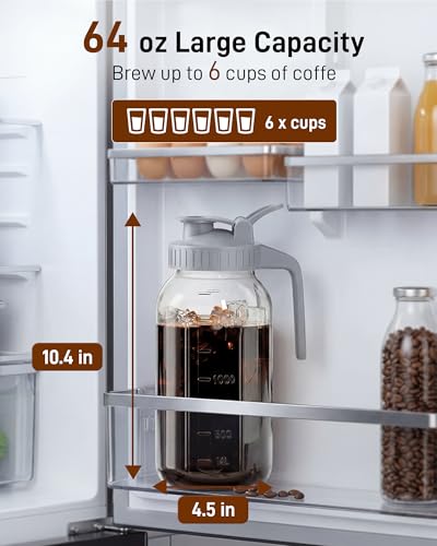 64 oz Cold Brew Coffee Maker (64 oz-Grey-2 Pack)