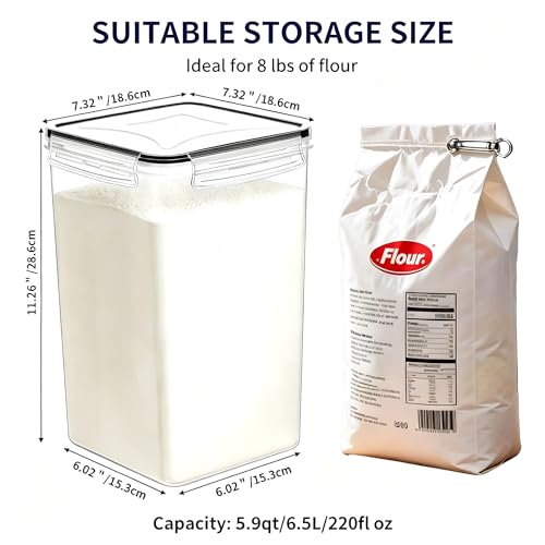 4pc 6.5L Large Airtight Plastic Canisters with Lids (4 pcs(6.5L))
