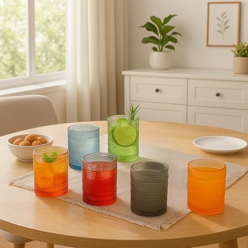 Plastic Hobnail Drinking Glasses Set of 6 Neutral Tones Cups 10oz