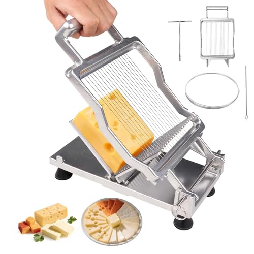 Commercial Cheese Slicer With Wire 6mm Cheese Cutter Butter Cutting Board Machine Aluminum Alloy Commercial Cheese Slicer with 316 Stainless Steel Wire Kitchen Cooking Baking Tool (0.24")