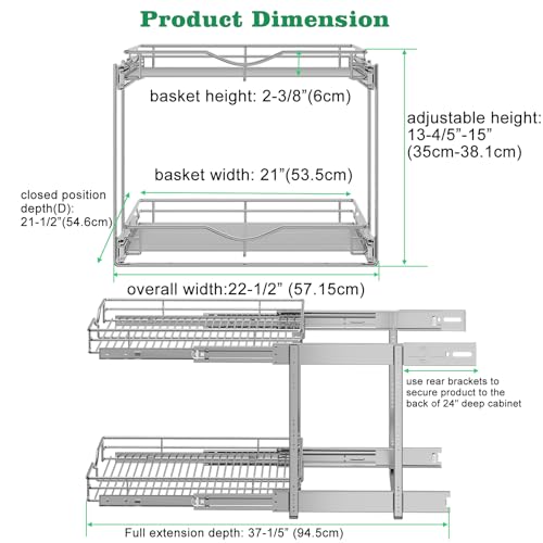 Pull Out Cabinet Organizer (Chrome / 22-1/2" W X 21-1/2" D)