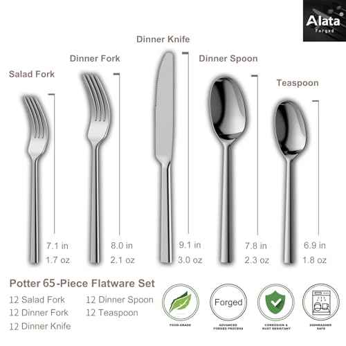 Potter 65 Piece Forged Silverware Set (10 Count)