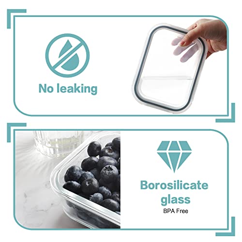 30oz 8 Pack Glass Meal Prep Containers with Lids (Black / 8 Pack 30oz)
