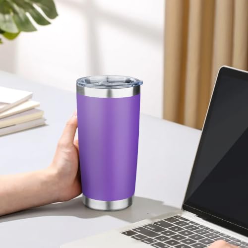 20oz Tumbler with Lid Double Wall Vacuum Insulated Travel Coffee Mug Stainless Steel Thermal Cup Powder Coated Sturdy Coffee Tumbler for Hot and Cold Beverage (20oz / Purple)