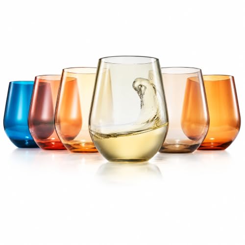 European Style Shatterproof Tritan Stemless Wine Glasses (6 Count)