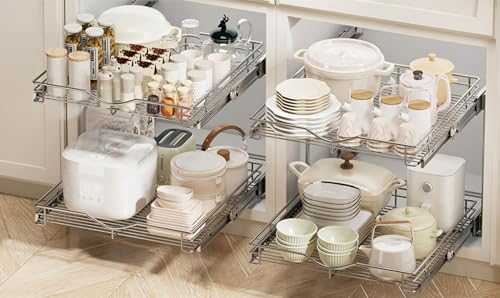 Pull Out Cabinet Organizer (Chrome / 14" W X 21" D)