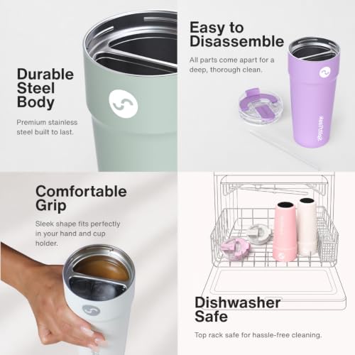 Stainless Steel Insulated Tumbler Cup with Straw & Sip Lid (Felicia Fuchsia)