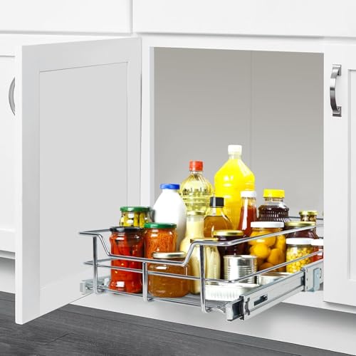 Pull Out Cabinet Organizer 11" W X 17" D (1 Tier - Chrome-Plated / 11" W X 17" D)
