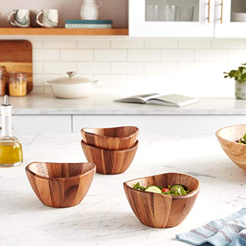Acacia Wave Serving Bowl for Fruits or Salads (6 inches (D) x 3 inches (H))