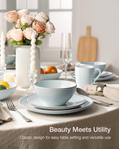 Jupiter Plates and Bowls Sets with Rim (12 Count)