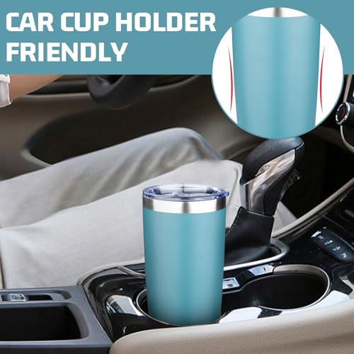 20oz Tumbler with Lid Double Wall Vacuum Insulated Travel Coffee Mug Stainless Steel Thermal Cup Powder Coated Sturdy Coffee Tumbler Bulk for Hot and Cold Beverage (20 Ounces (4 Pack) / Glacier blue)