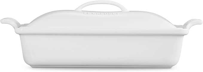 Le Creuset Stoneware Heritage Covered Rectangular Casserole, 4 qt. (12" x 9"), White